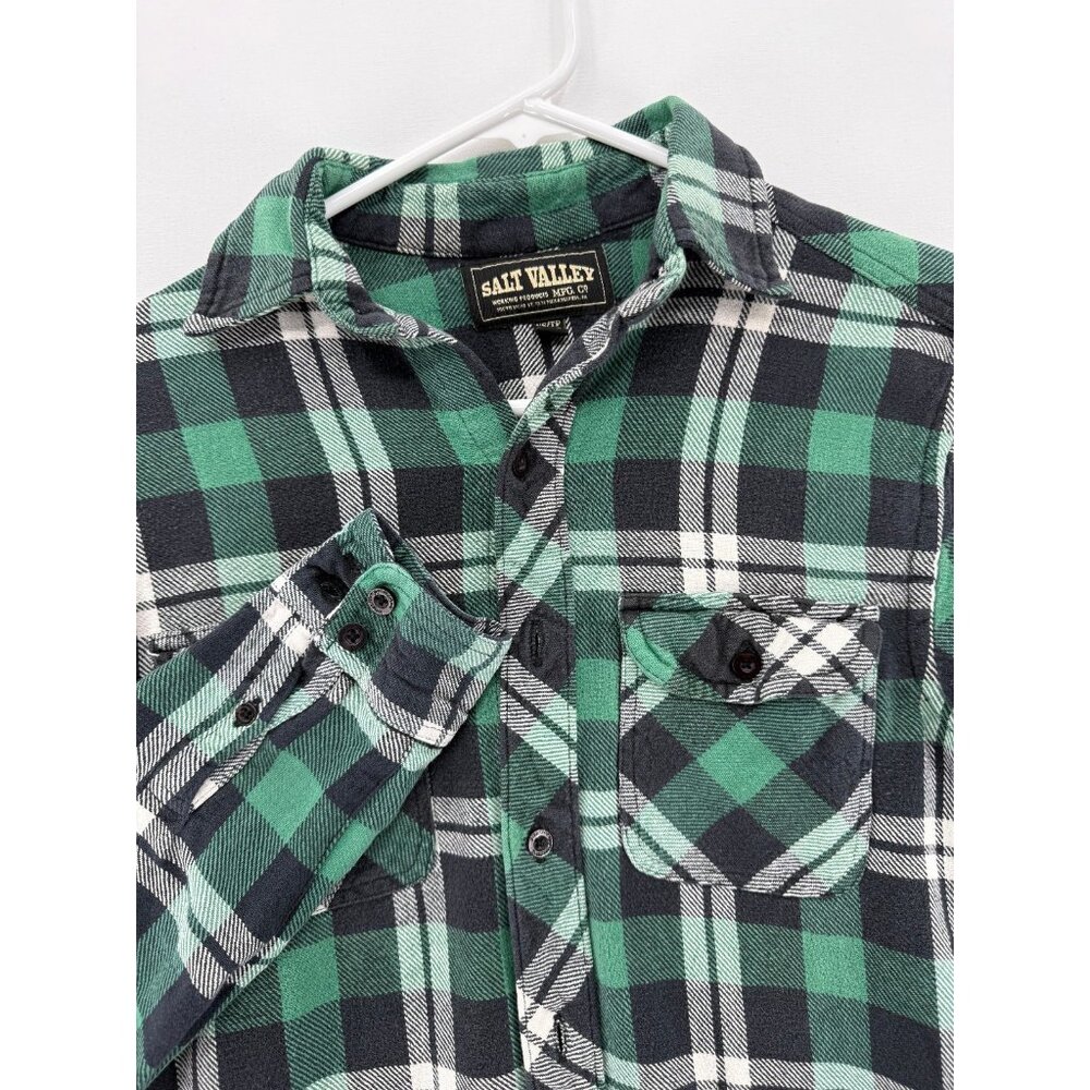 Salt Valley Western Shirt Mens XS Plaid Flannel Rockabilly Cowboy